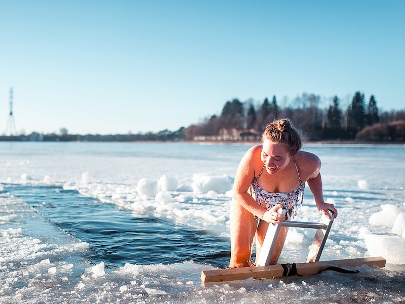 Finland snowshoe ice swim Igloo building, Finland winter multi-activity holiday