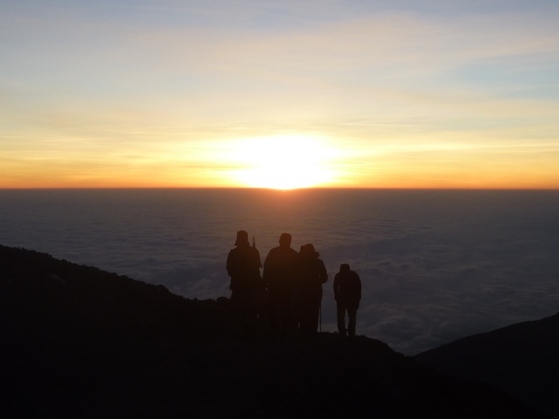 Kilimanjaro – above clouds en route to Uhuru Dawn breaking on Kilimanjaro