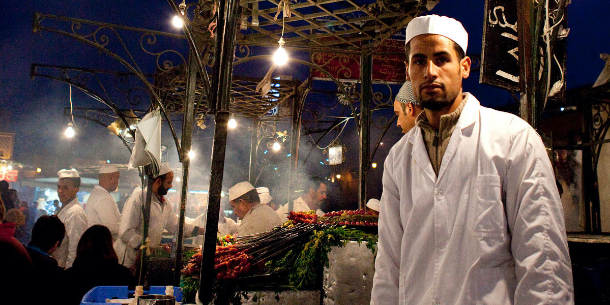 Marrakech night food stall Marrakech night food stall, Sahara trek