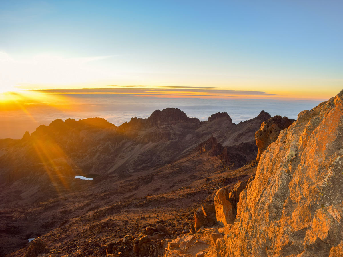 Mount Kenya, golden sunrise Mount Kenya, golden sunrise