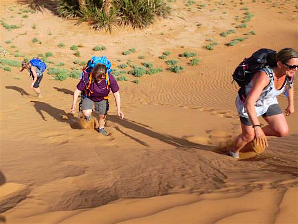 You’ll learn to go over dunes, or go around them! Early sand dunes, Sahara Desert Review