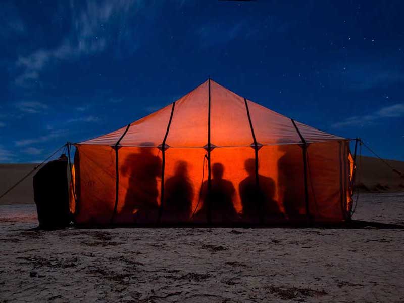 Sahara desert trek – orange glow tent Sahara trek