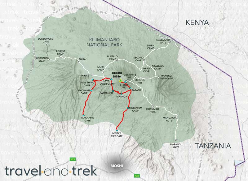 Kilimanjaro Machame Route Map Map Machame route Kilimanjaro