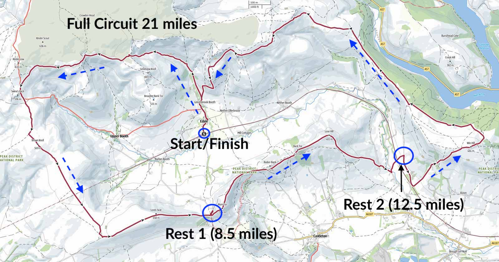 Edale skyline Route map