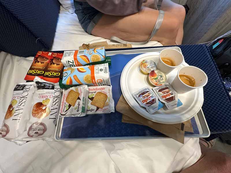 Rome to Sicily night train breakfast Breakfast night train Rome to Sicily, Italy Travel
