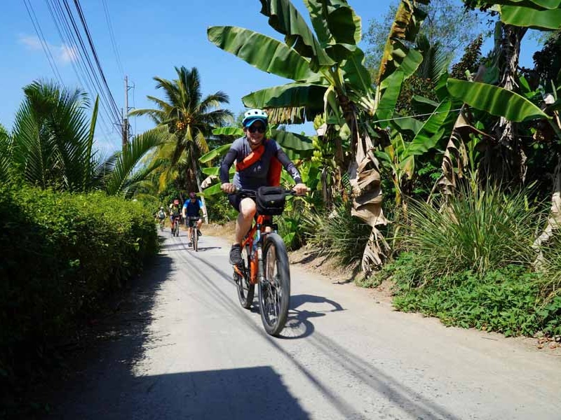 bikes on rural paths in Vietnam