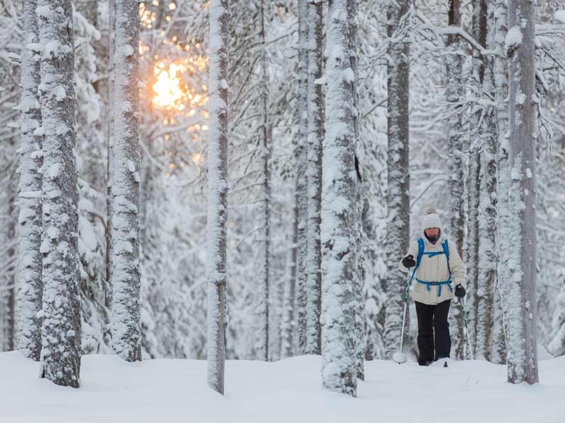 Backcountry skiing in Hossa