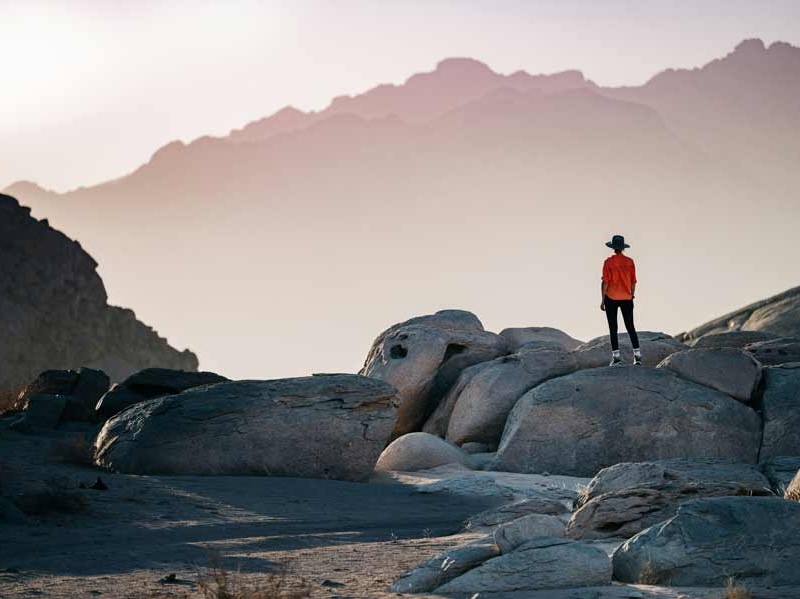 Person looking out over mountains
